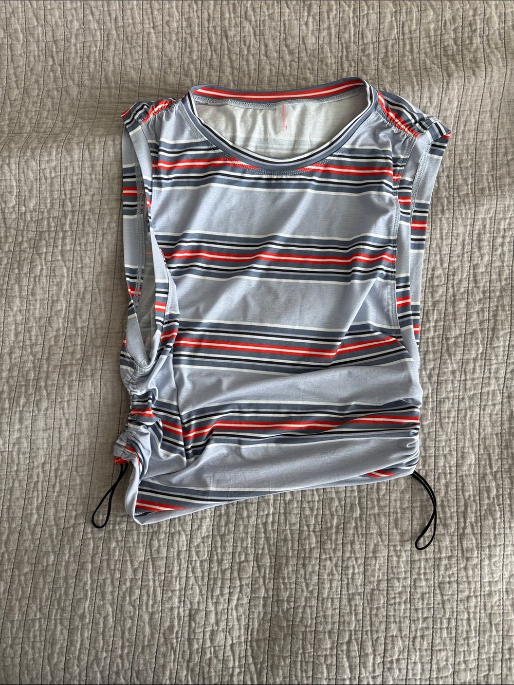 FP Movement Light Blue Tank Top with Red, Black & White Stripes Small NWOT